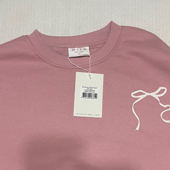 NWT Wilo the Label Set Pink Crew Sweatshirt & Blush Biker Shorts Size Medium - Picture 5 of 9